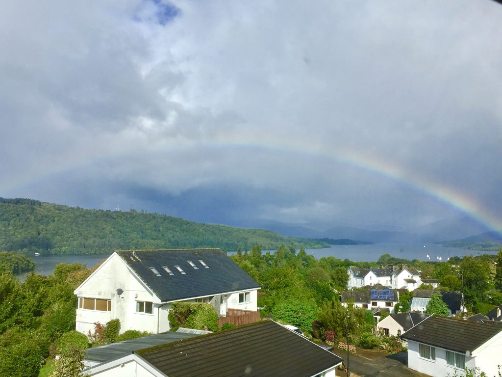 Rainbow over Lake Windermere taken from bedroom at Blenheim Lodge B&B, Bowness.