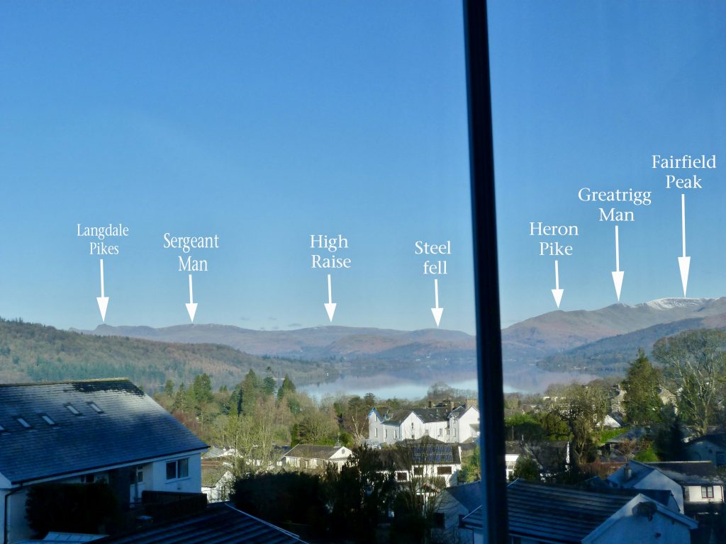Mountain Fell Peaks seen from Blenheim Lodge, Bowness